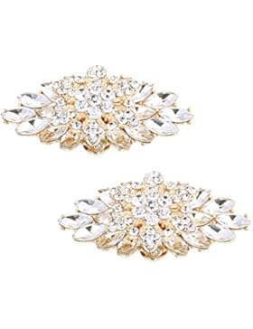 ElegantPark 2 Stück Schuhclips doppelte Schichten Rhinestones Hochzeitsfest Accessiories