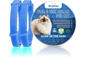WOYAMAY 32 Meses De Protección Collar Antipulgas Gatos: Fluorescente Y Resistente Al Agua, Protección De Larga Duración para Tu Felino, Azul Oscuro