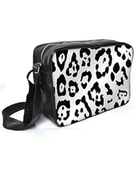 Snoogg Leopard Haut weiß und schwarz Leder Unisex Messenger Bag für College Schule täglichen Gebrauch Tasche Material PU