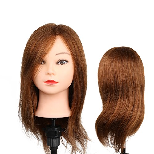 Tête à Coiffer Mannequin Femme d'Exercice Coiffure - 100% Cheveux Naturel Pour Etude Professionnel dans la Cosmétologie - Blond - Besmall