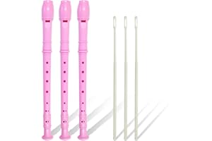 HAOHAI Sopranblockflöte, 3 Stück, 8 Löcher, Sopranblockflöte, Griffblockflöte, Instrument mit Reinigungsstab und Aufbewahrungstasche, Sopranblockflöten-Instrument für Anfänger und Kinder (Rosa)