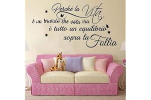 GUANGMU Scritte Adesivi Murali Frasi Italiano - Nero Frasi Farfalle Adesivo da Parete per DIY Casa Cucina Camera da Letto Adesive per Pareti Soggiorno Ufficio Decorazione Murale