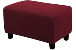 Meigeh Copri pouf Rettangolare Copertura Poggiapiedi Copertura Sgabello Copertura Pouf Copertura Poggiapiedi Rettangolare Vino rosso