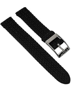 Uhrenarmband Perlonband | Zweiteiliges Ersatzband, schwarz 28931S, Stegbreite:18mm