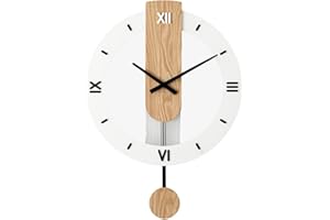 Kuntesetty Reloj de Péndulo de Madera para Pared, Diseño Elegante Y Moderno, Números Romanos, Individual