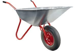 RAVENDO Schubkarre Vollgummi mit Vollgummirad Vollgummireifen Bauschubkarre Schubkarren pannensicher Scheibtruhe Gartenkarre BD 1002 | 100 Liter Mulde | PU Rad kugelgelagert | 150kg Tragkraft | Rot