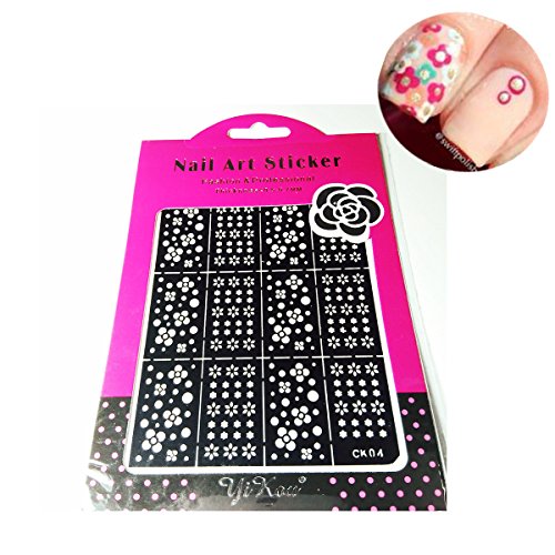 Goldenssy 1x Template Model Sticker Decal Pierced for Nail Art Stamping Prints Pattern Flowers