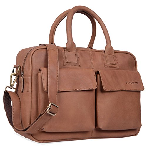 STILORD  Carlo  Gro  e Umh  ngetasche Leder Lehrertasche Aktentasche Schultertasche Reise Beruf Freizeit 15 6 Zoll Laptop College Bag Arbeit B  ro  Fa