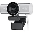 Logitech MX Brio Ultra HD 4K Collaboration and Streaming Webcam, 1080p at 60 FPS, Dual Noise Reducing Mics, Show Mode, USB-C, Webcam Cover, Works with Microsoft Teams, Zoom, Google Meet - Pale Grey