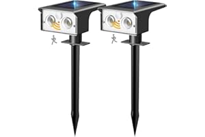 ‎BTFARM btfarm 2 Stück Solarlampen für Außen mit Bewegungsmelder, 3 Modi Solarstrahler für Außen Garten IP65 Wasserdicht Led Solar Strahler, 6500K Solarleuchten Aussen für Eingang Terrasse Treppe, Kaltweiß