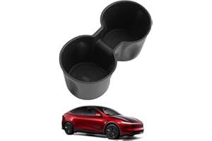 ASZSK Tesla Model Y 2025 Juniper - Porte-gobelet en silicone avec mini compartiment de rangement - Design triangulaire surélevé - Antidérapant et stable - Pour Tesla Model Y 2025 Juniper