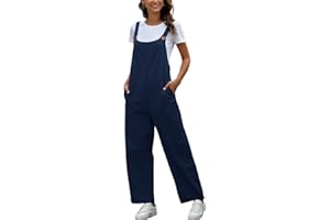 Minetom Femme Salopette Casual Large Ample Harem Sarouel Pantalon Combinaison Jumpsuit Rétro Overalls Rompers Playsuits avec Poches