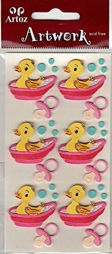 Baby Girl Rubber Duck in Bath Craft Embellishment Baby Girl Or Newborn Girl Card Topper Scrapbooking Stickers