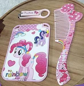 Le Delite Unicorn Mirror with Comb / Unicorn Mirror for Girls Kids/ Unicorn Hair Comb for Girls/ Cute Makeup kit for Girls/ Unicorn Vanity for Girls / Unicorn Nail Clipper