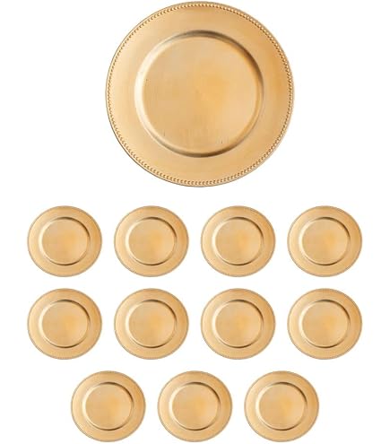 Acan Tradineur 6 Sottopiatti Rotondi Oro Vecchio 33cm | Piatti Decorativi In Plastica Riutilizzabili Per Dolci - 4