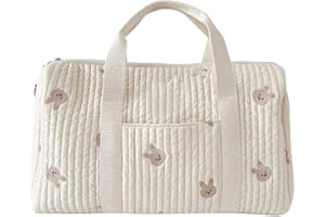 AZURAOKEY Sac de voyage matelassé pour femme, sac à langer brodé, sac à bandoulière avec fermeture éclair, taille M