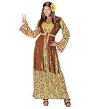Hinweis: mit Peacekette Karneval-Klamotten Hippie Kleid Kostüm Damen Flower-Power Kostüm Damen Peace Kleid lang inkl. Peace Kette Damen-Kostüm Größe 46/48