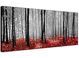 Marca: Wallfillers original. Lienzo moderno en negro, blanco y rojo con escenas de bosque de Wallfillers®