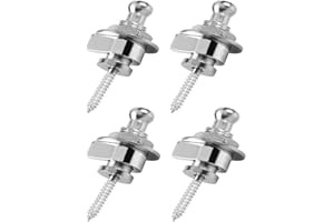 Bestgle 4 Pcs Set de Enganches Para Correa de Guitarra, Enganche de Correa para Guitarra Botones de Correa Metal, Mecanismo Quick Release, Plata