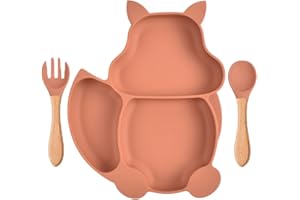 Youery Baby Teller Schüssel,Baby Essen Geschirr Set Mini Silikon Tischset für Baby Teller Baby Rutschfest Babyteller mit Saugnapf Kinderteller mit Saugnapf (Orange)