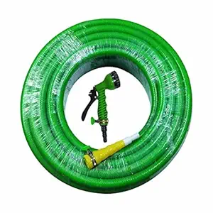 Rudraksha Long Lasting Flexible Garden Hose Pipe (Length: 10meters - Size: 1/2 inch) with 8 Mode Spray Nozzle Gun, for Gardening, Car Wash, Floor Clean,(Assorted Colour)