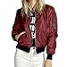 Produktbild Trenchcoat,Dasongff Damen Kapuzenjacke Übergangsjacke Baseball Kragen Kurz Jacke Drucken Kronen mantel Tops (XL, Weinrot)