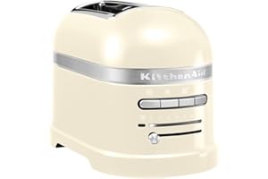 KitchenAid Grille pain pour 2 tranches - Artisan - 7 niveaus de brunnage et fonction décongélation - Vintage design - 2 Large fentes - Toaster avec porte-sandwich - Crème