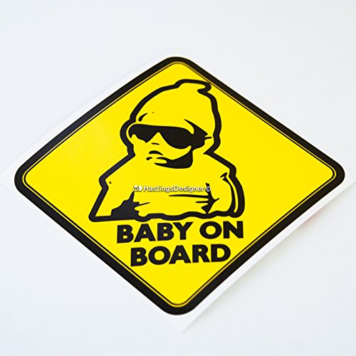 HastingsDesigner Sticker en vinyle avec inscription en anglais « Baby on board », pour voitures, vans, pare-chocs, vitres