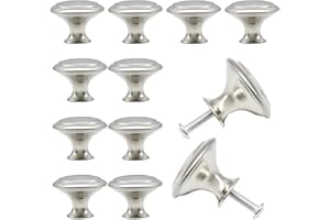 Hocansen 12 Pezzi Pomelli per Mobili 30mm Rotonde Maniglie Forma Di Fungo Pomello Mobile In Metal Pomelli Cassetti Vintage con Viti per Armadio,Guardaroba (Argento/30mm)