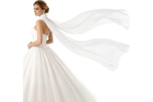 Mikovivi Brudhalsduk, 300 cm Lång Bröllopshalsduk för Brud vit Chiffong och Polyester Minimalistisk Tyllsjal för Ceremonimott