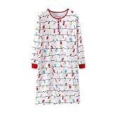 AIMEE7 Vêtements de Nuit Femmes Chemise de Nuit Coton Manches Longues Pyjama Grande Taille Nuisette Chic Robe(Blanc)