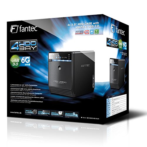 FANTEC QB-35US3-6G Externes 4-fach Festplattengehäuse (für den Einbau von 4x 8,89 cm (3,5 Zoll) SATA I/II/III Festplatten, USB 3.0 SUPERSPEED und eSATA Anschluss, 6G Support, 80 mm Lüfter temperaturgeregelt) schwarz - 7