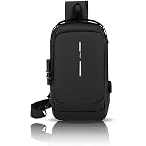 Unisex Siyah USB &Ccedil;ıkışlı Anti Hırsız Kilitli Suya Dayanıklı &Ccedil;apraz G&ouml;ğ&uuml;s Omuz ve Bel &Ccedil;anta