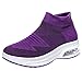 Produktbild Trisee sneakers damen sommer weiß schwarz lila Komfortable sneakersocken freizeitschuhe Hoch Atmungsaktive damenschuhe Luftkissen Stoßdämpfend Turnschuhe