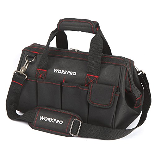 WORKPRO 350mm Werkzeugtasche mit weiter Reißverschluss-Öffnung verstellbarer Schultergurt - 2