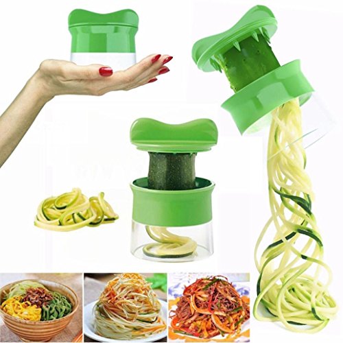 Tefamore Spiralschneider Hand für Gemüsespaghetti kartoffel,Zucchini Spargelschäler, Gurkenschneider, Gurkenschäler, Möhrenreibe Möhrenschäler, Gemüsehobel 7.9x 8.8CM