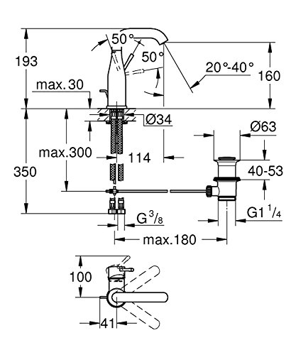 Grohe Essence Einhand-Waschtischbatterie (Zugstange, M-Size) 23462001 - 2