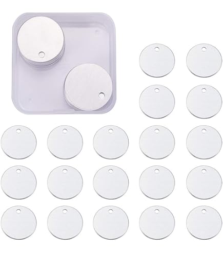 20 Étiquettes En Aluminium Noir, Rondes Et Plates, 30 Mm - Pour Bijoux, Bracelets, Porte-clés Personnalisés