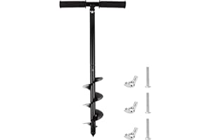 YAYODS Fence Auger Post Hole Digger, 60cm Manual Auger Drill Bit with Non-Slip Handle, Adjustable Length Steel Post Hole Auger, Earth Auger for Planting Bulbs Seedling and Garden Post Holder