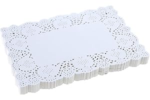 JOFONY 200 Stücke Rechteck Papierdeckchen, Weiße Spitzenpapier Tortenspitze Papier Kuchen Papier für Geburtstagsparty Hochzeit Geschirr Dekoration, 16,5x22.8cm