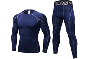 MINGHE Thermal Underwear Mens, Long Johns for Men Thermal Underwear Set Long Sleeve Base Layer Compression Suit Winter Thermals Top & Bottom for Workout Skiing Running