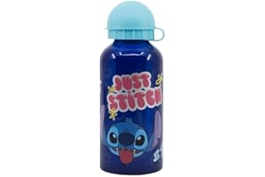 My sweety pop - Gourde - Aluminium - Pour enfant - Crèche - Maternelle - Ecole - Vacances - Repas - 17,5 cm – 400 ml - Hydratation - Idée Cadeau - Stitch - Bleu - pour fille