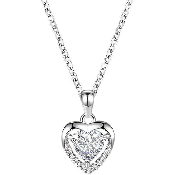 Collana Cuore Einzelstück In Argento 925 Con Zirconi E Cristalli | Gioiello L'Amour Per Lei, Regalo In Confezione Elegante - 2