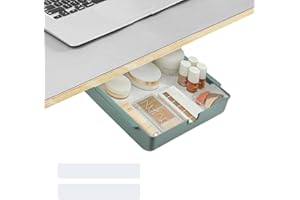 BUENTYA Schublade Unter Schreibtisch Grün Ausziehbare Unterbau Schublade Untertisch Selbstklebende Unterbauschublade Versteckte Schubladenbox Schreibtischschublade Schubladenfach für Schule Büro