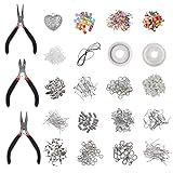 TODOS LOS ACCESORIOS: Nuestro gran kit contiene cable elástico, cable de metal, cordel, pinzas de langosta, alfileres, ganchos de pendientes, anillas de engarce, varas de pendientes de tachas y cierres mariposa y terminales de cordel. No necesitara mucho más para crear un collar o brazalete.