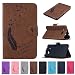 Produktbild Romtronic Lederhülle Leder Tasche Case Cover für Samsung Galaxy Tab J 7.0 Zoll (2016) Hülle PU Schutz Etui Schale Feather Muster Design Backcover Flip Cover Wallet Case mit Standfunktion Karteneinschub und Magnetverschluß (braun)
