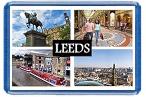 DOTTSMUSIC Leeds - Postcard-Style Design - 7cm x 4.5cm - Novelty Tourism Fridge Magnet.