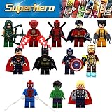  12 Psc Super Heroes Action Figures Set Mini Figures - Batman, Robin, Spiderman, Ironman, Thor, Deadpool, Wolverine, Captain America, Flash, Superman, Hulk, Green Arrow