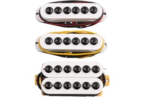 LYWSMSK 3PCS Invader Style Guitar Humbucker Pickup/Single Coil Pickup Set Neck & Middle & Bridge N/M/B (SSH,White)