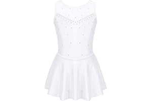 Freebily Vestito Pattinaggio Artistico Bambina Senza Maniche con Strass Body Ginnastica Artistica Ballerina Tutu Danza Classica Balletto Abito Ballo Latino Dancewear
